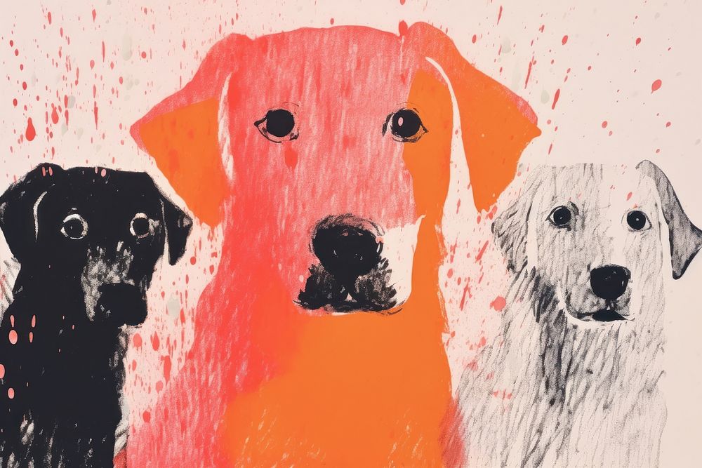 Group of dogs art painting animal. AI generated Image by rawpixel.