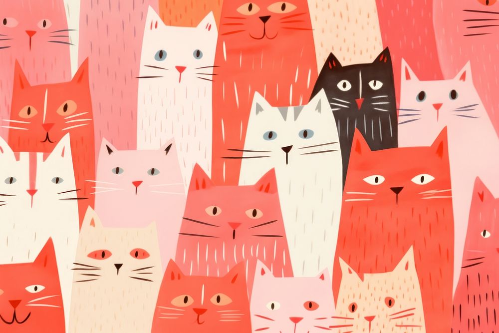 Group of cats backgrounds pattern animal. AI generated Image by rawpixel.