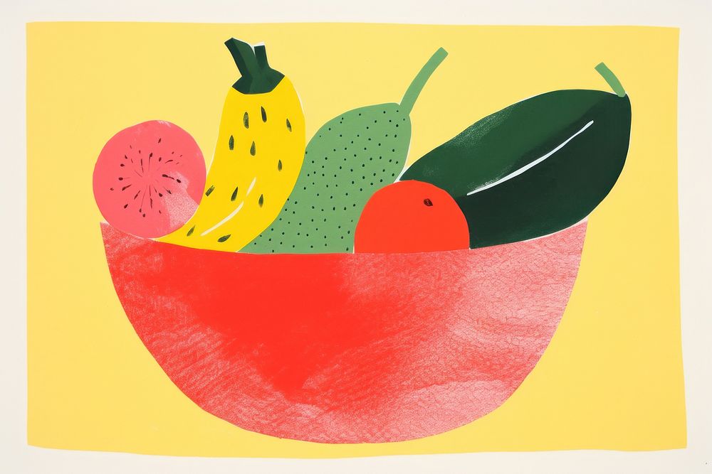 Fruit bowl art painting plant. AI generated Image by rawpixel.