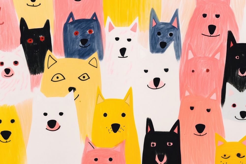 Group of dogs art backgrounds mammal. AI generated Image by rawpixel.