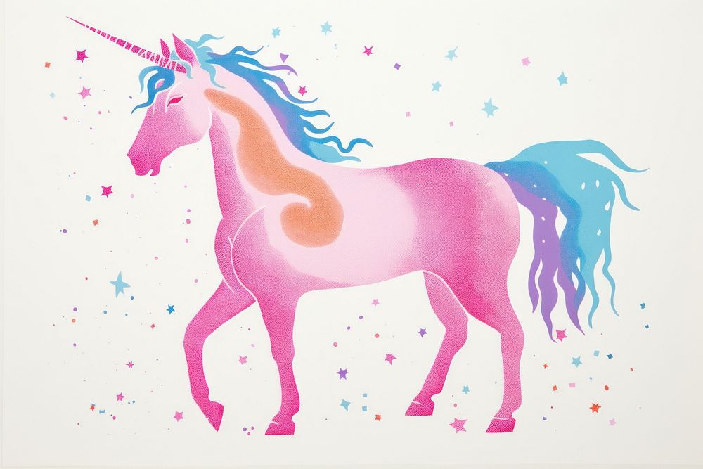 Full body unicorn art painting drawing. AI generated Image by rawpixel.