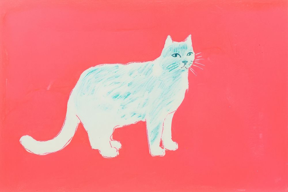 Cat art painting animal. AI generated Image by rawpixel.