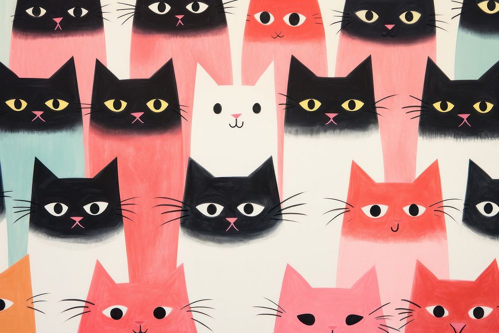 Group of cats art backgrounds animal. AI generated Image by rawpixel.