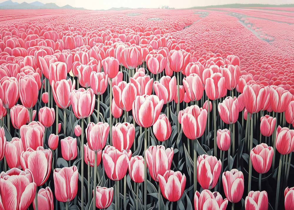 Tulip field nature outdoors blossom. AI generated Image by rawpixel.
