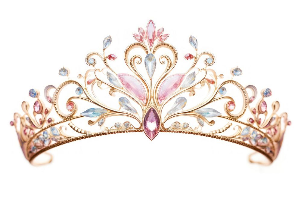 Tiara jewelry gold white background. AI generated Image by rawpixel.