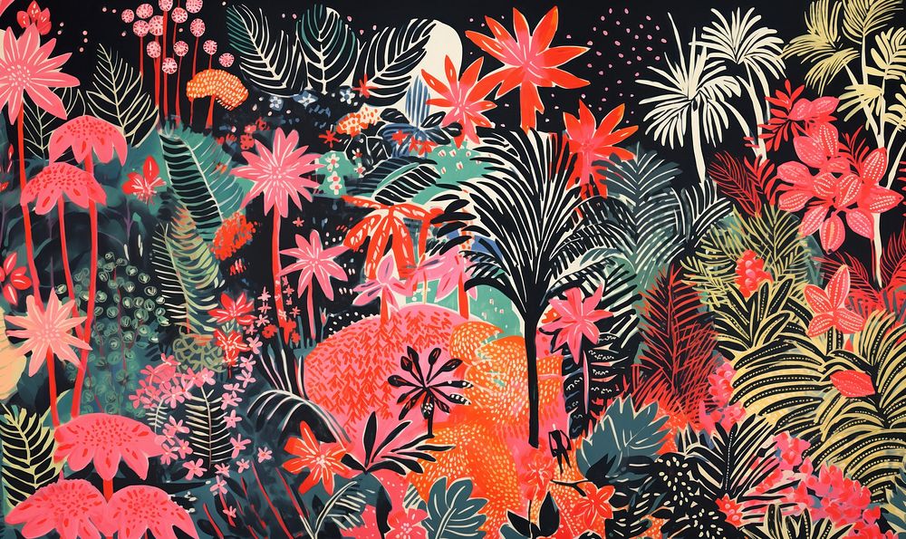 Tropical party painting pattern nature. AI generated Image by rawpixel.