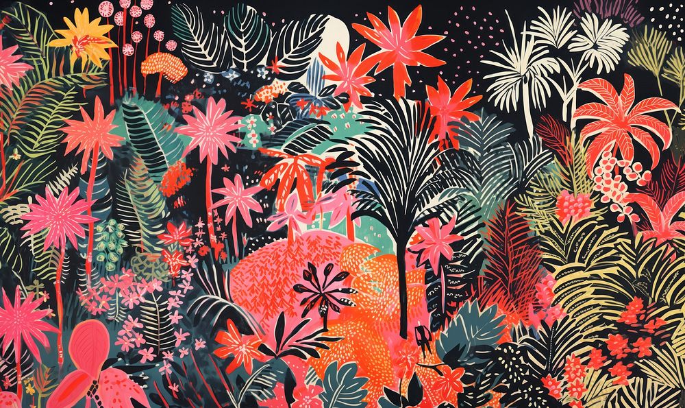 Tropical party painting pattern nature. AI generated Image by rawpixel.