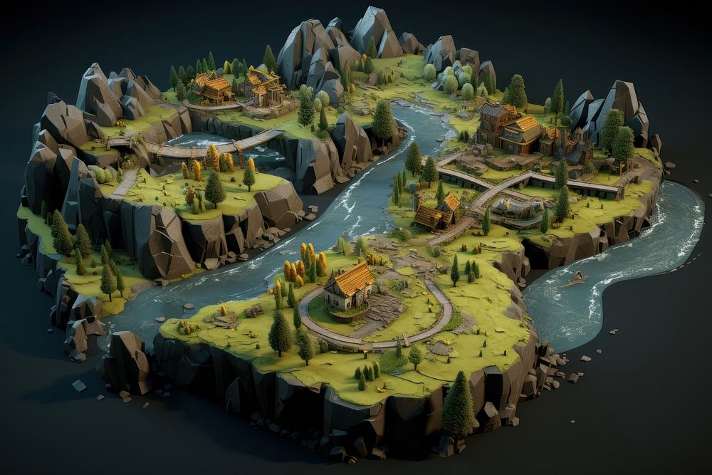 3d game map outdoors architecture screenshot. AI generated Image by rawpixel.