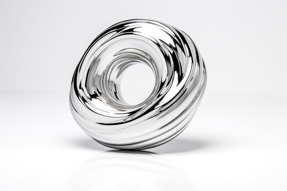 A donut ring silver spiral shape. AI generated Image by rawpixel.