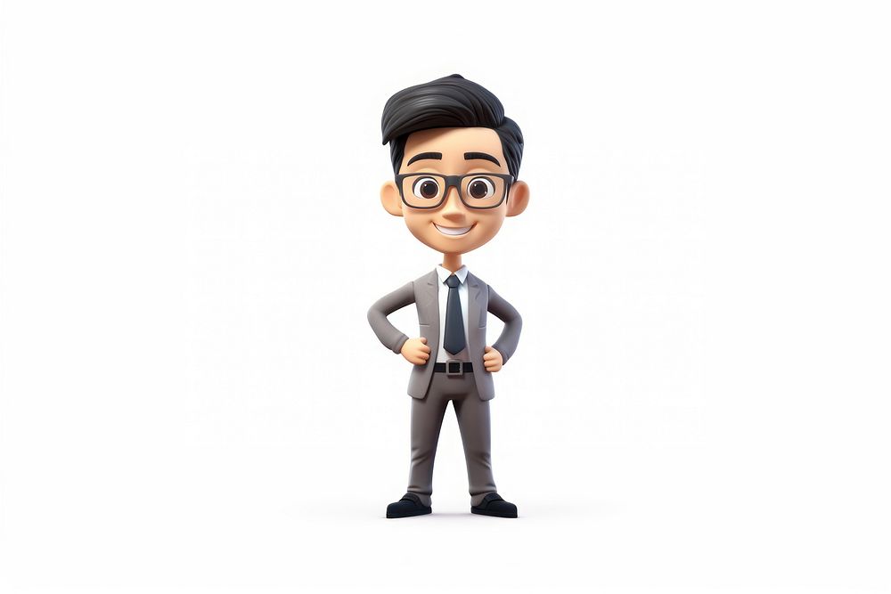 Young businessman figurine cartoon white background. AI generated Image by rawpixel.
