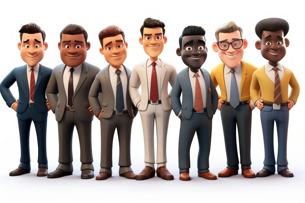 Diverse businessmen cartoon adult white background. AI generated Image by rawpixel.