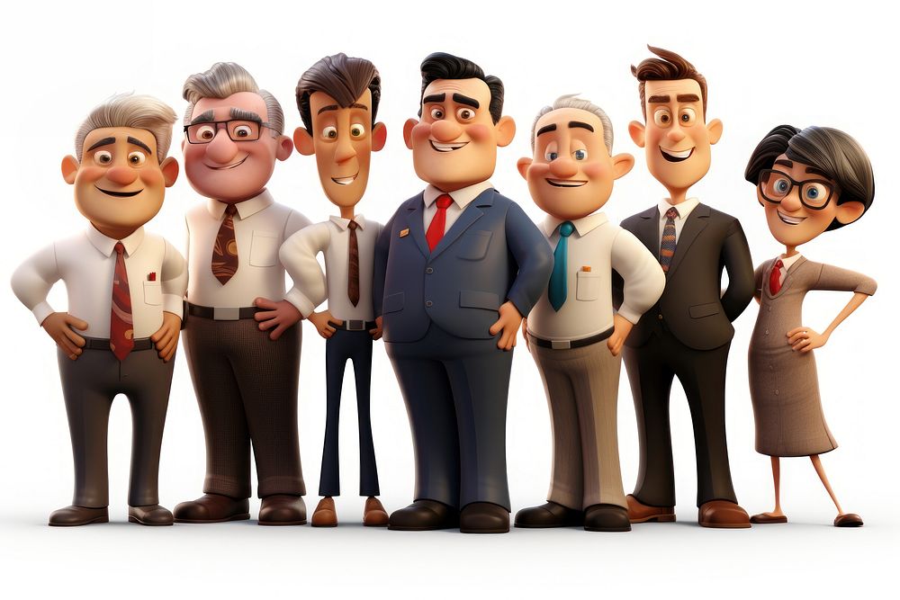 3d render cartoon style of a diverse businessmen adult white background togetherness. AI generated Image by rawpixel.