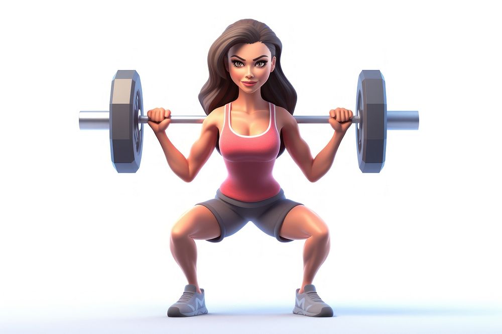 Squat sports cartoon adult. AI generated Image by rawpixel.