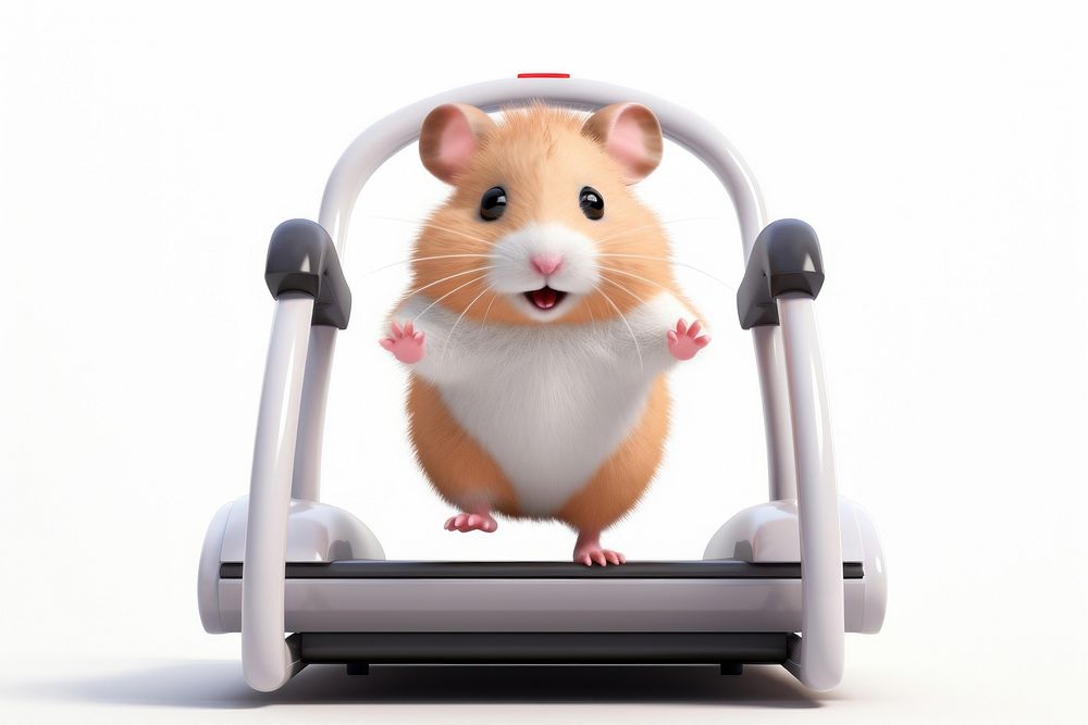 On treadmill hamster cartoon rodent. AI generated Image by rawpixel.