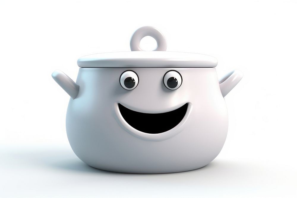 Cooking pot cartoon teapot white. AI generated Image by rawpixel.