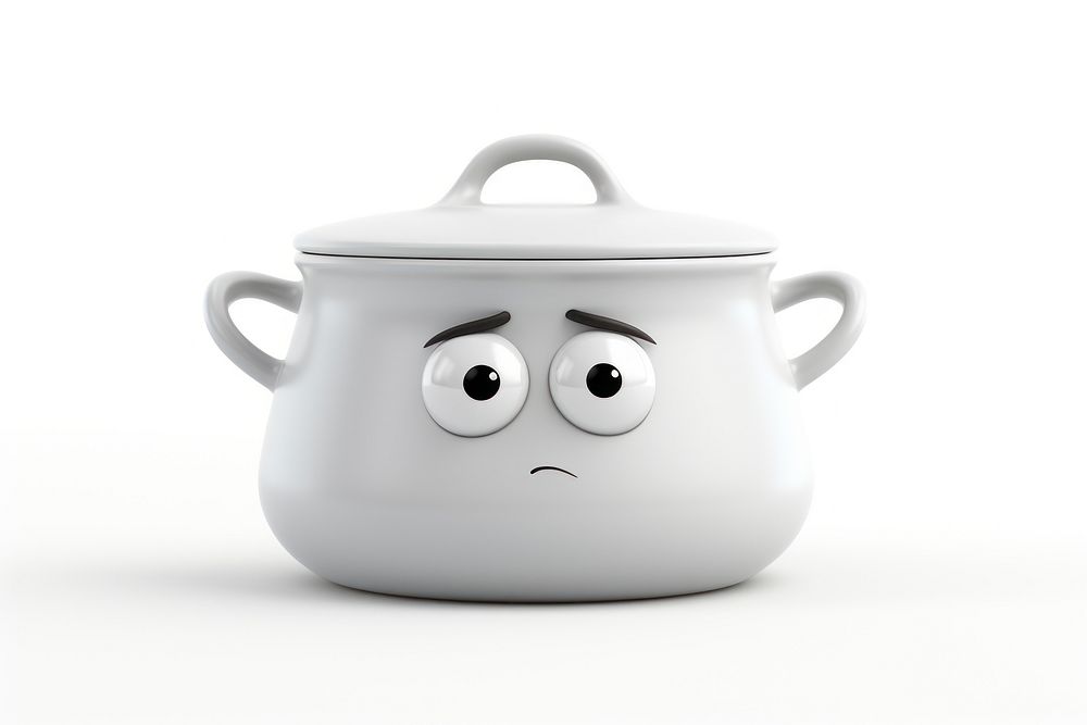 Cooking pot porcelain cartoon white. AI generated Image by rawpixel.