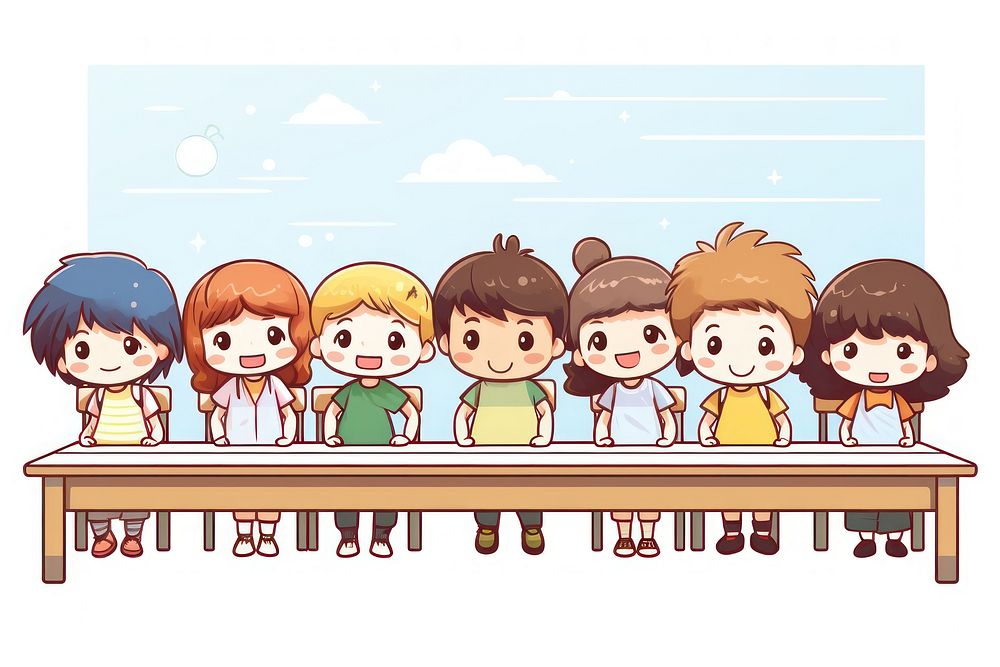 Classroom cartoon togetherness publication. AI generated Image by rawpixel.