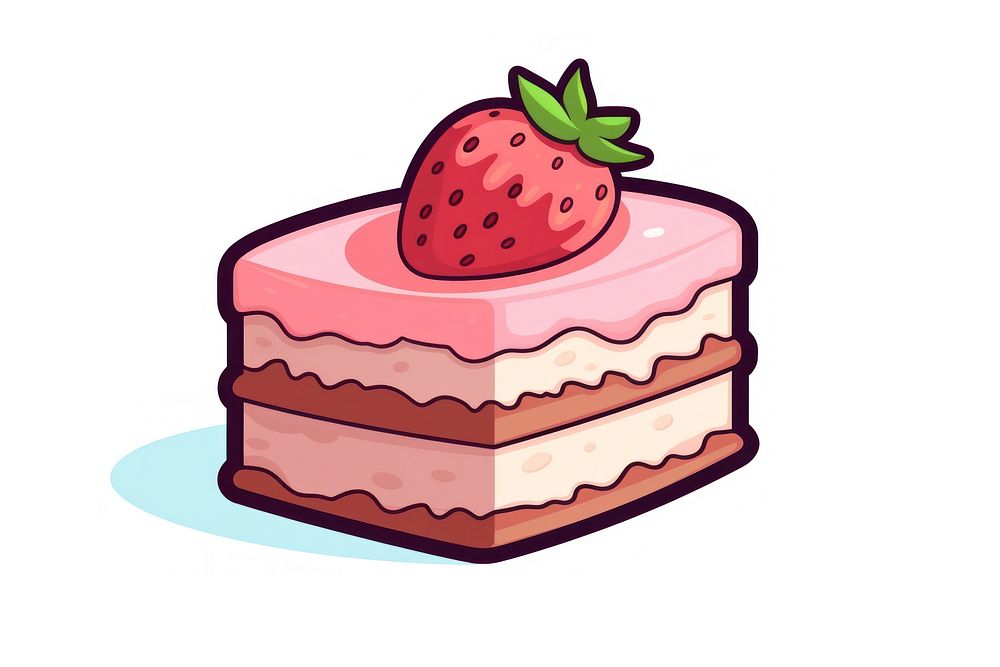 Cake strawberry dessert cartoon. AI generated Image by rawpixel.