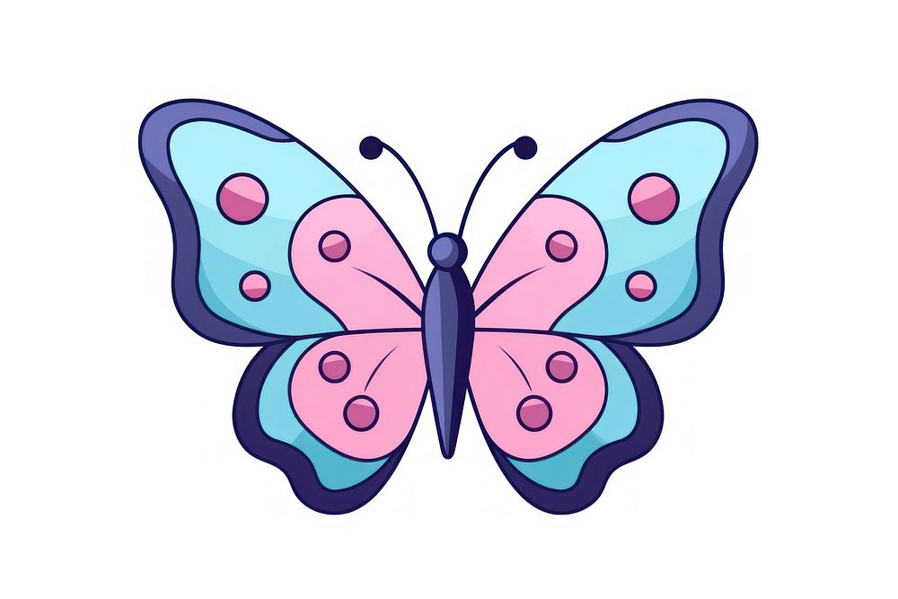 Butterfly cartoon pattern white background. AI generated Image by rawpixel.