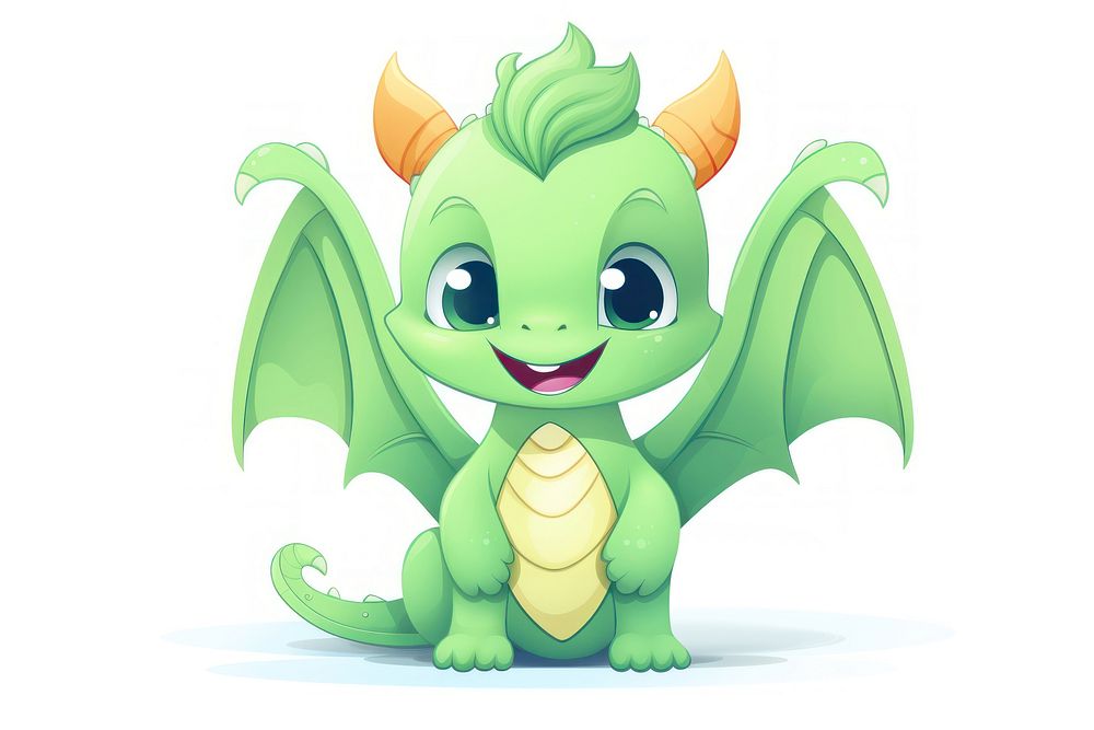 Dragon cartoon green cute. AI generated Image by rawpixel.