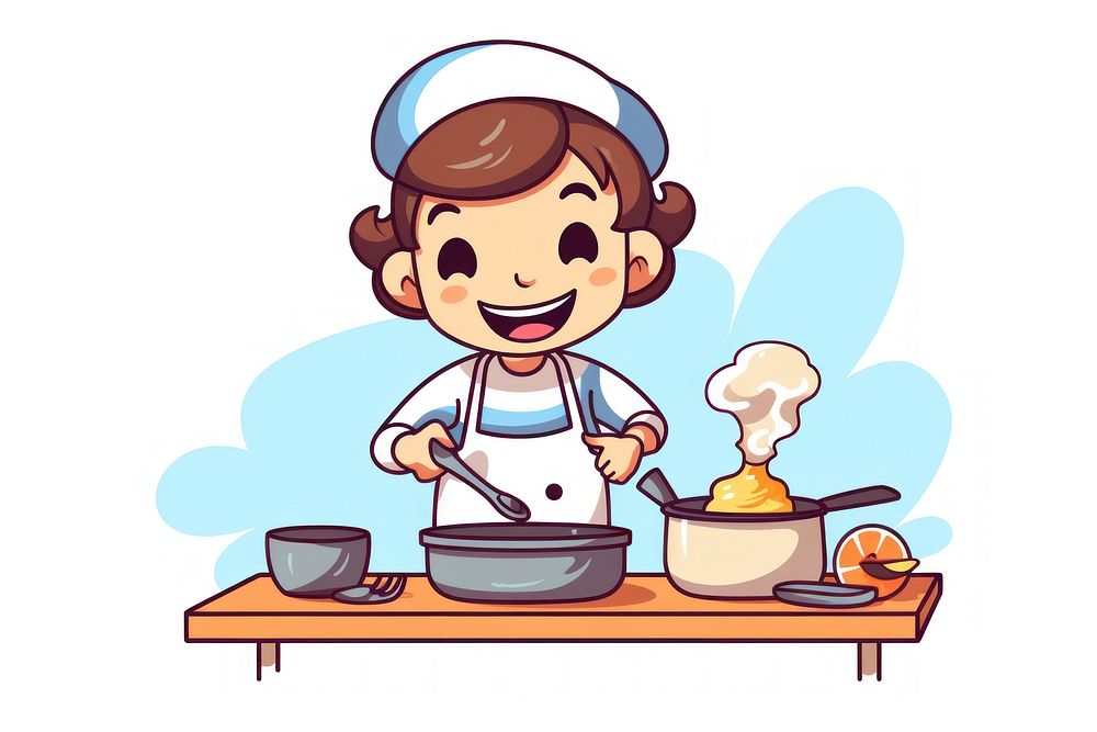 Kid cooking cartoon food happiness. AI generated Image by rawpixel.