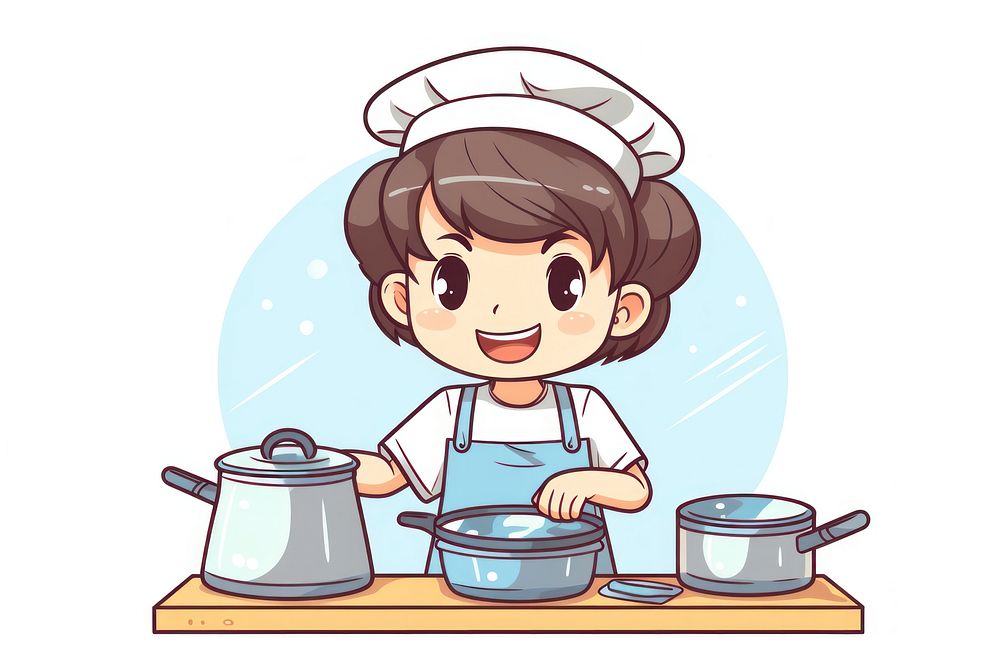 Kid cooking cartoon food tableware. AI generated Image by rawpixel.