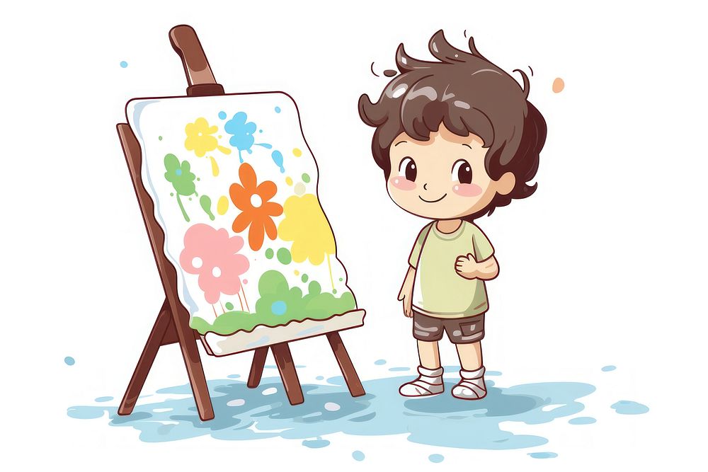 Kid painting art drawing cartoon. | Free Photo Illustration - rawpixel