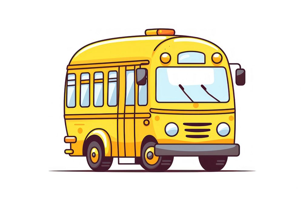 School bus vehicle cartoon white background. AI generated Image by rawpixel.