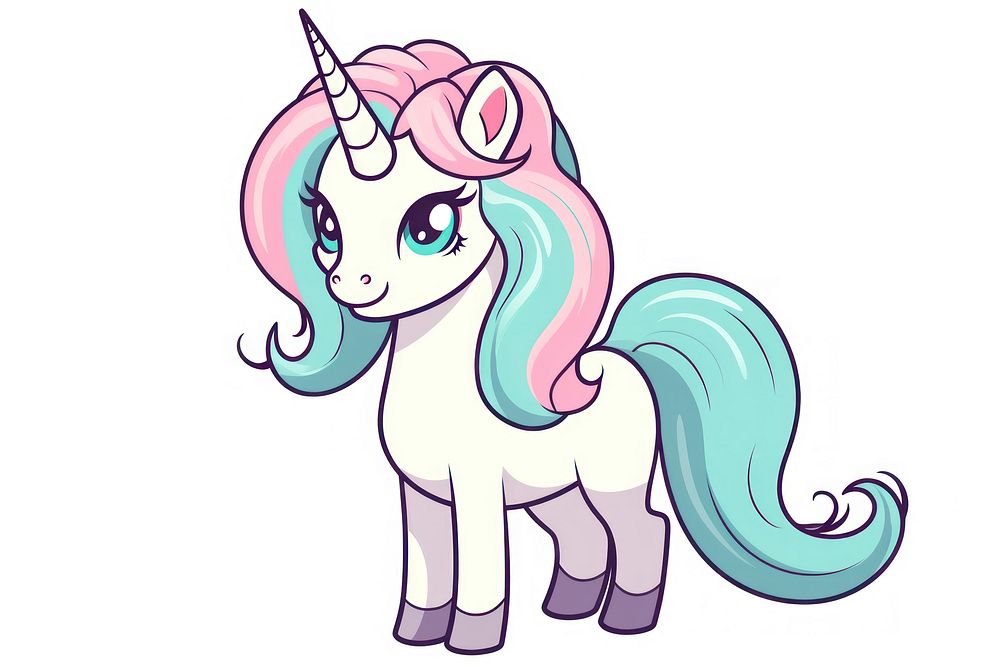 Unicorn cartoon drawing sketch. AI generated Image by rawpixel.