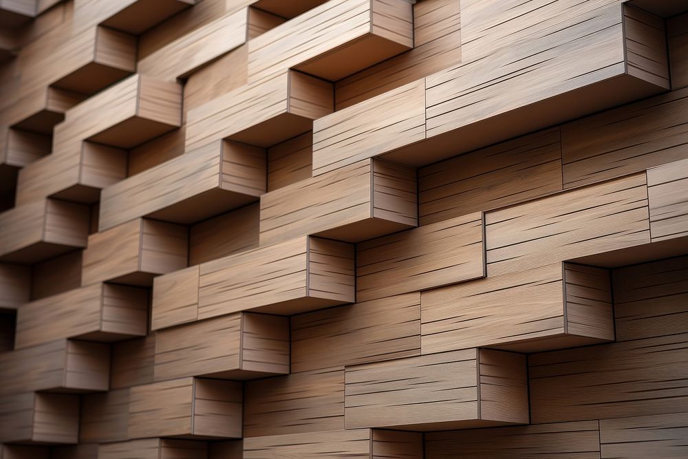 The wood facade of a building architecture hardwood backgrounds. AI generated Image by rawpixel.