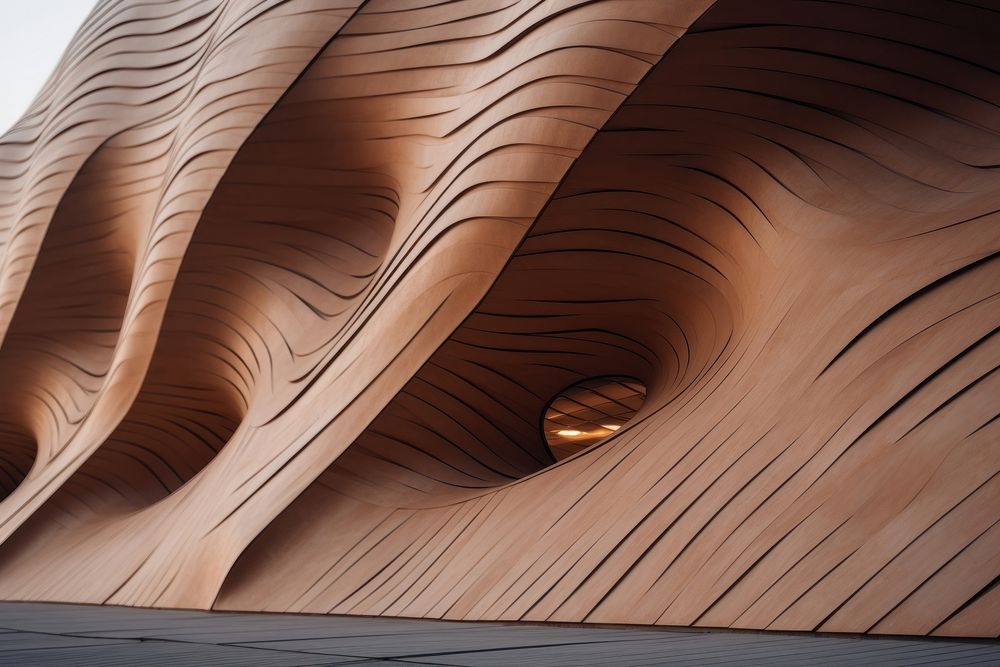 The wood facade of a building architecture outdoors hardwood. AI generated Image by rawpixel.
