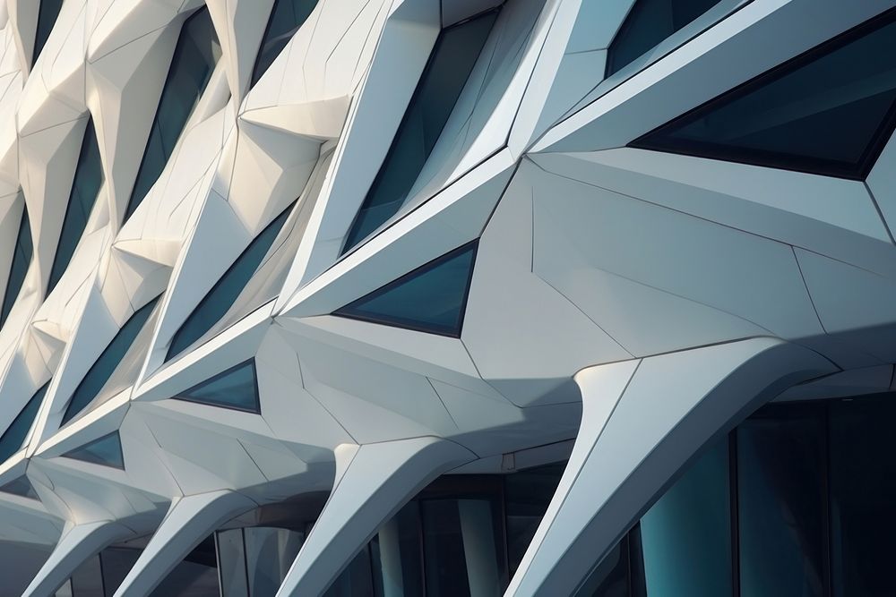 The white facade of a building architecture futuristic city. AI generated Image by rawpixel.