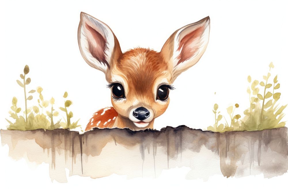 Baby deer cheerful wildlife mammal animal. AI generated Image by rawpixel.