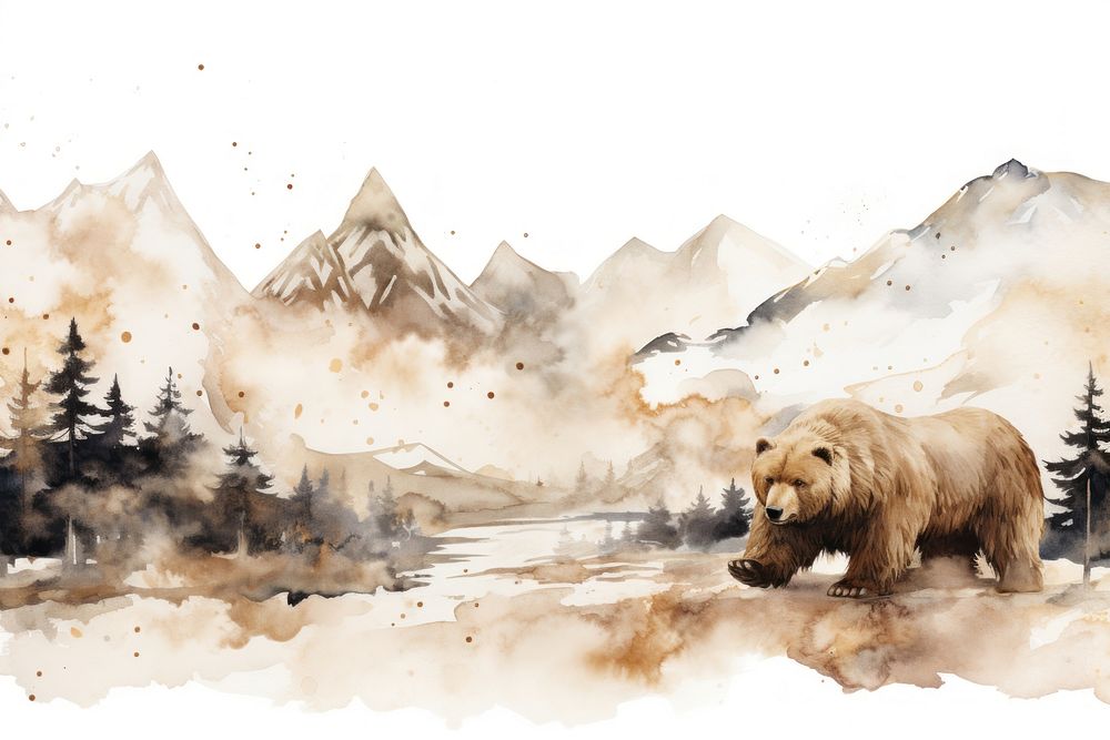 Cute animals painting mountain wildlife. AI generated Image by rawpixel.