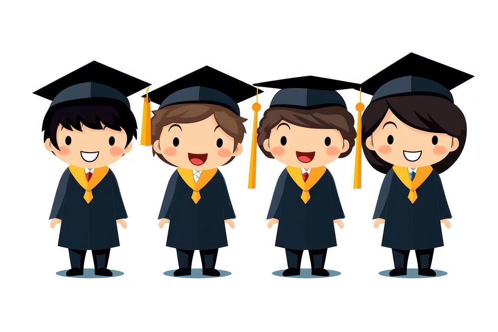 Children graduation cartoon togetherness intelligence. AI generated Image by rawpixel.