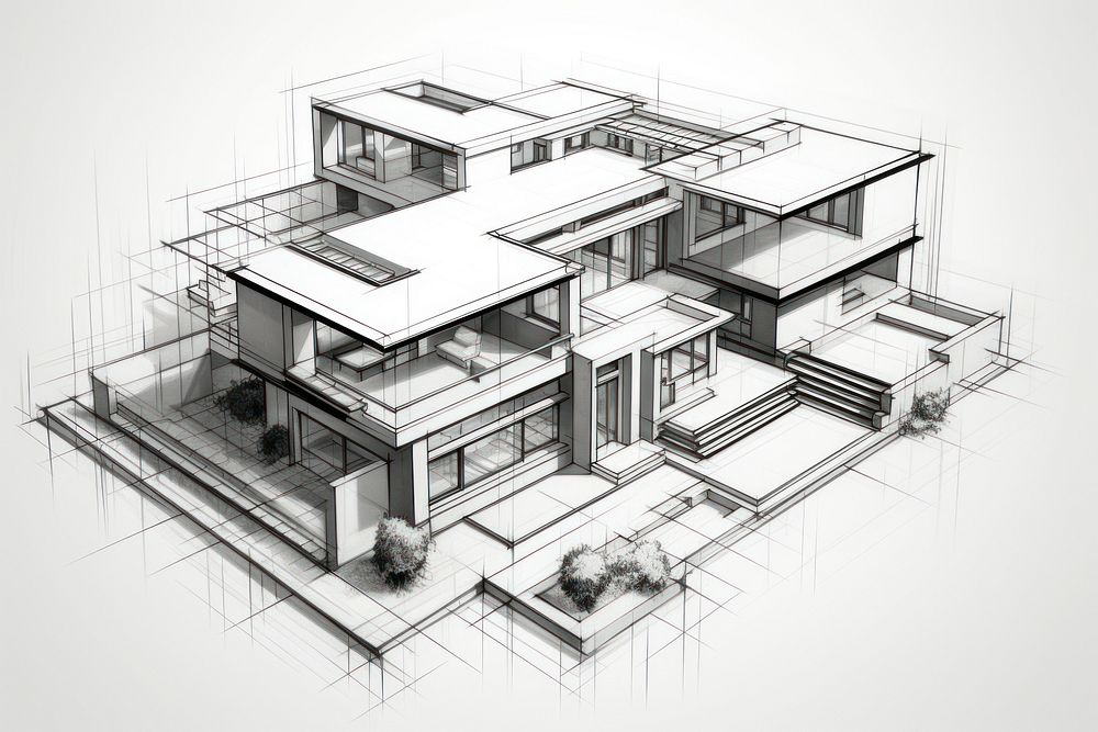 A residence plans drawing diagram sketch. AI generated Image by rawpixel.