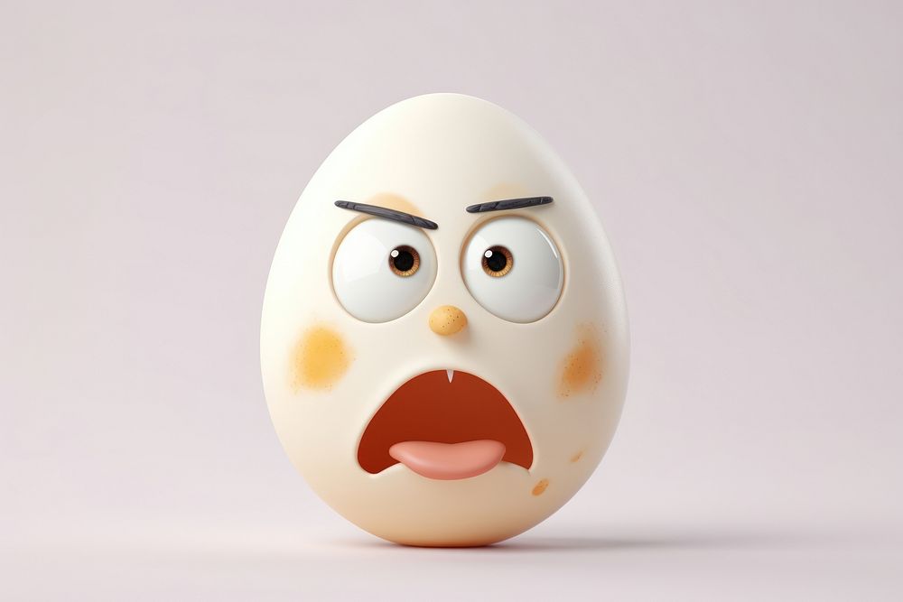 Boiled egg cartoon face anthropomorphic. AI generated Image by rawpixel.