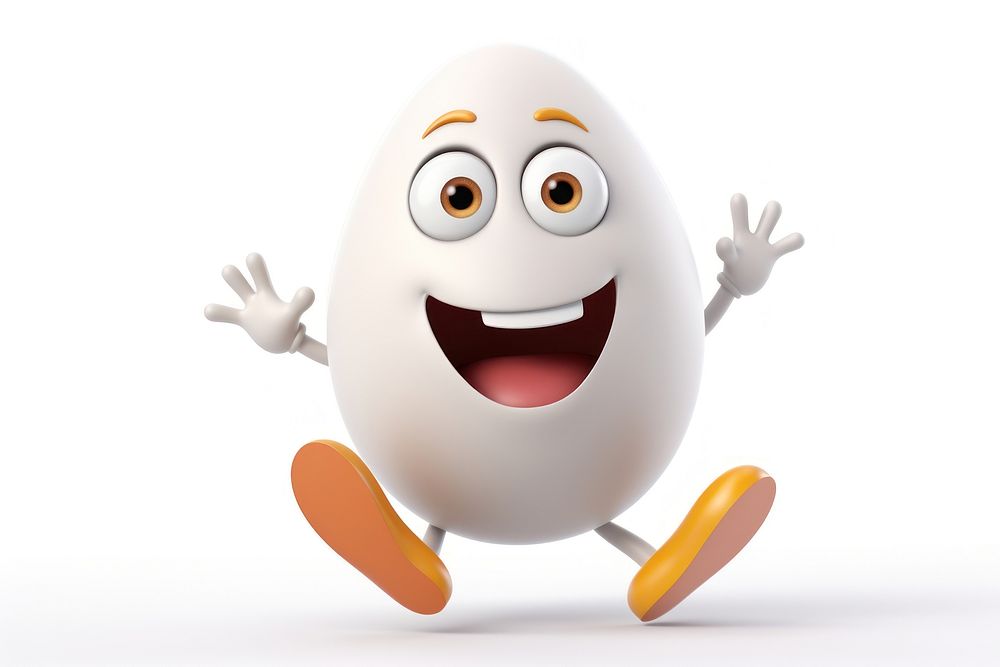 Boiled egg cartoon white anthropomorphic. AI generated Image by rawpixel.