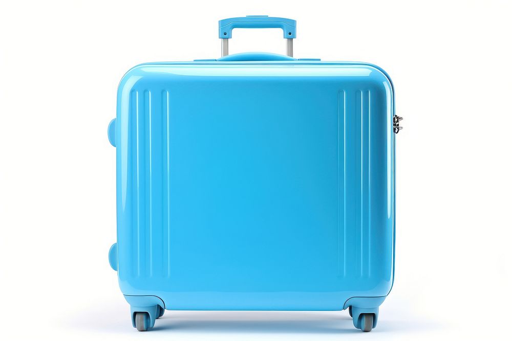 Blue suitcase for travel luggage white background briefcase. AI generated Image by rawpixel.