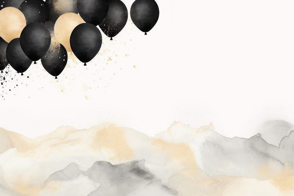 Black balloons watercolor background backgrounds celebration abstract. AI generated Image by rawpixel.