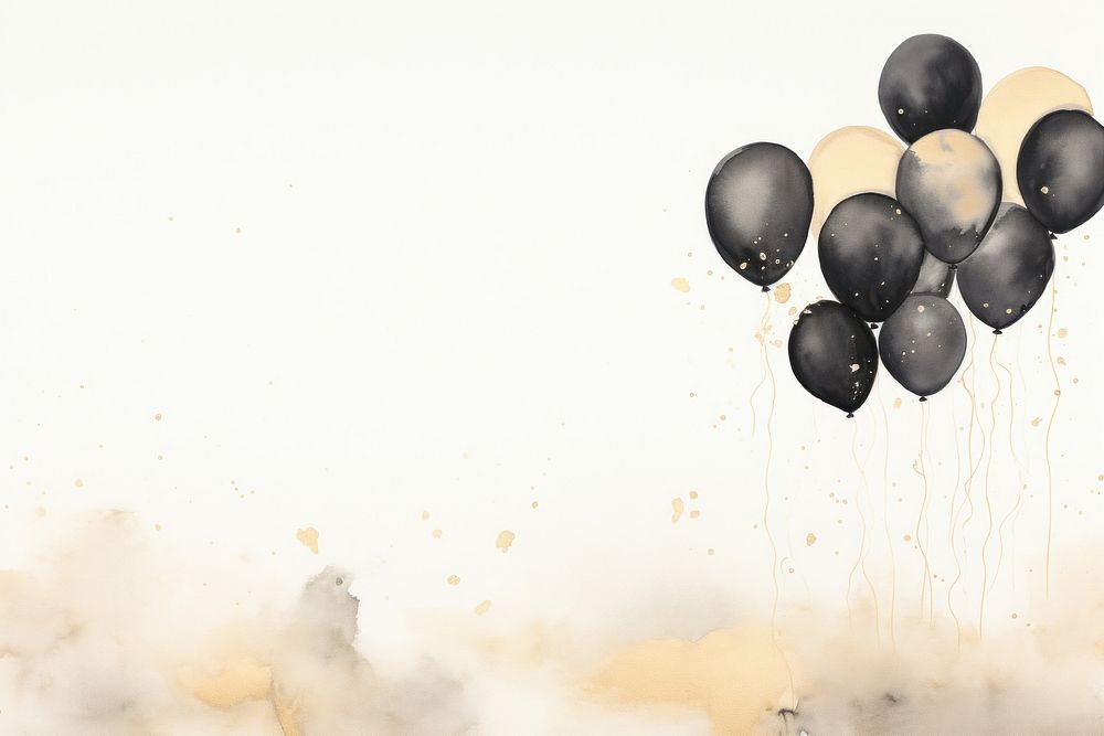 Black balloons watercolor background celebration anniversary outdoors. AI generated Image by rawpixel.