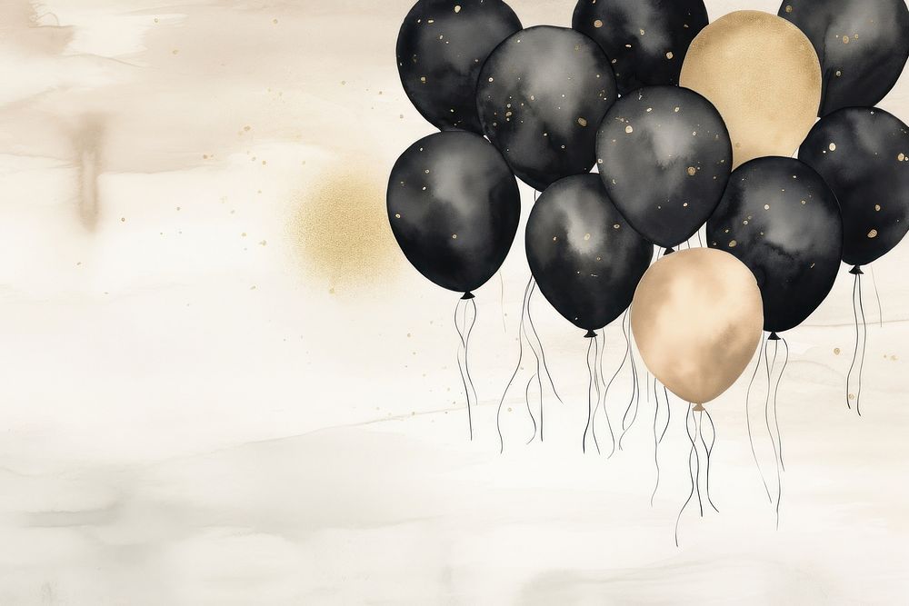 Black balloons watercolor background celebration anniversary decoration. AI generated Image by rawpixel.