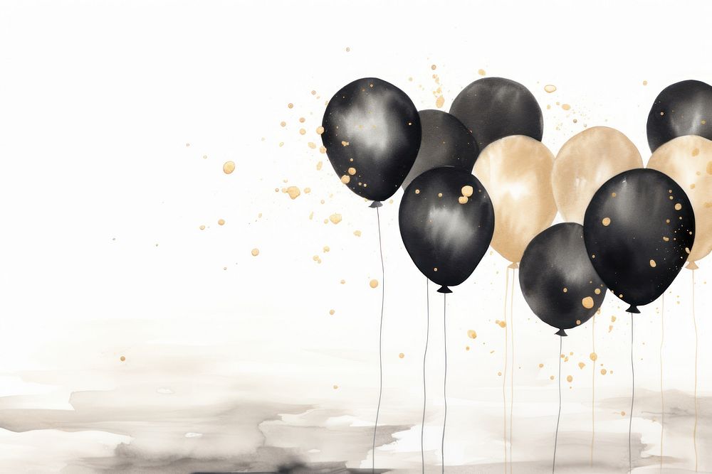 Black balloons watercolor background celebration decoration outdoors. AI generated Image by rawpixel.