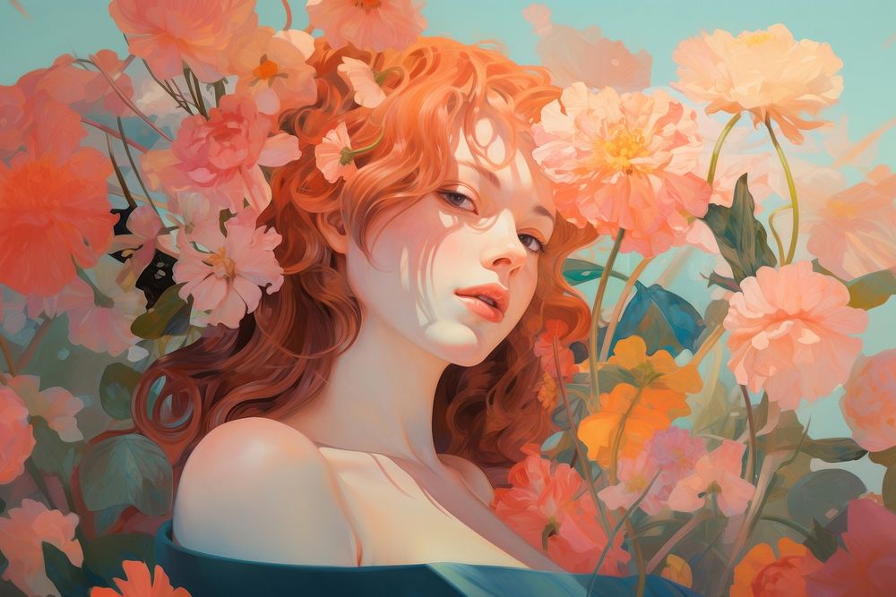 Gardening painting portrait flower. AI generated Image by rawpixel.