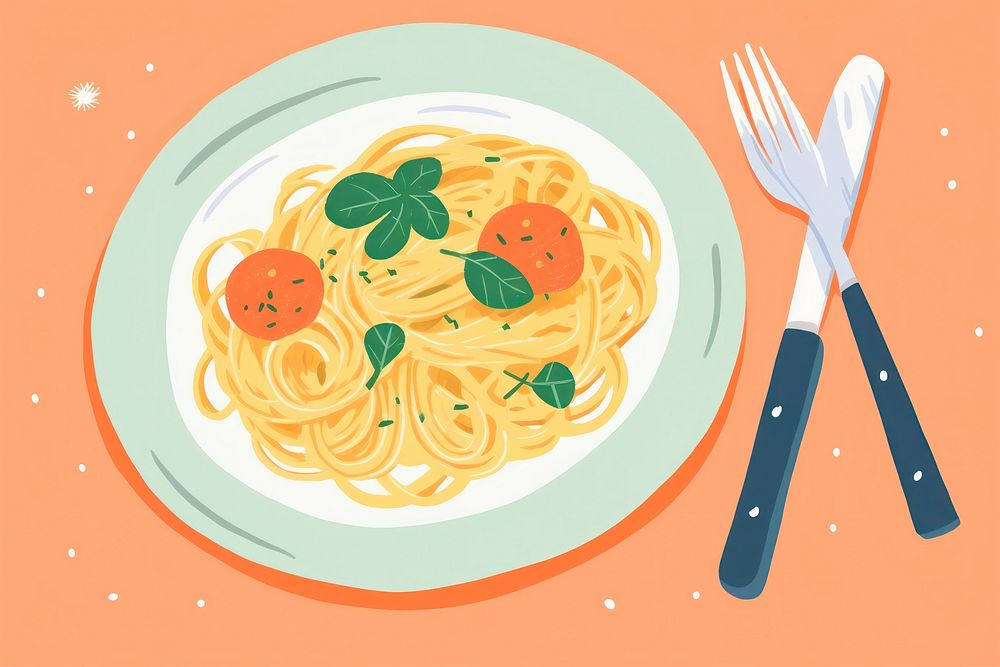 Pasta dish spaghetti plate food. AI generated Image by rawpixel.