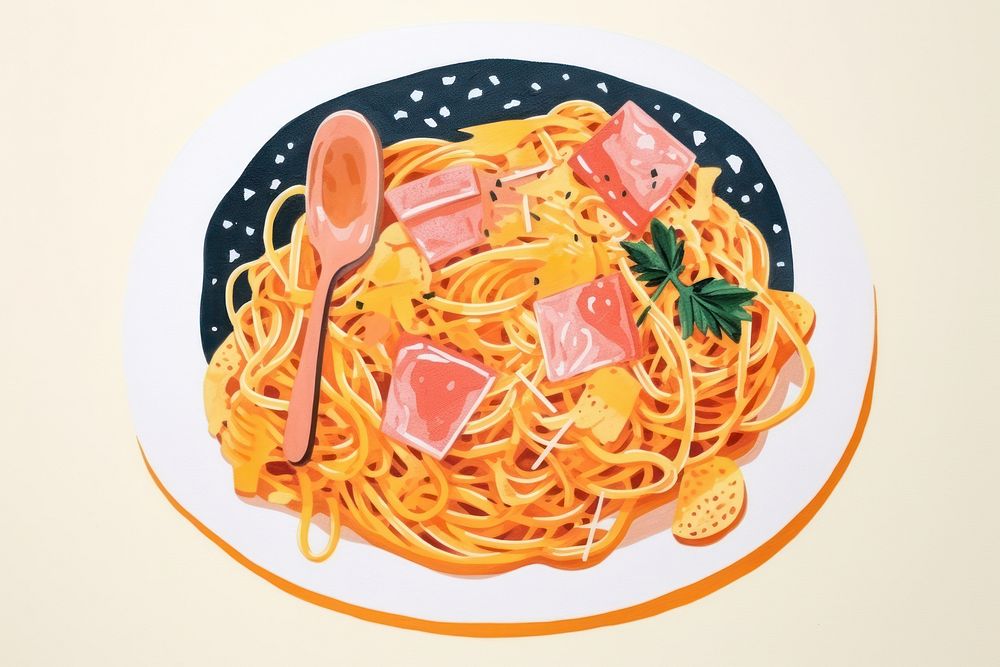 Pasta dish spaghetti plate food. AI generated Image by rawpixel.