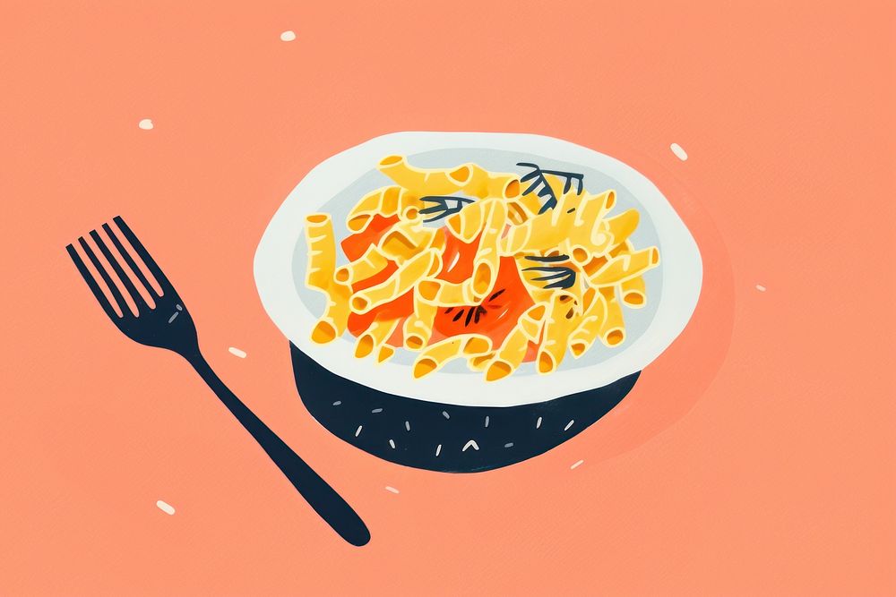 Pasta dish plate food fork. AI generated Image by rawpixel.