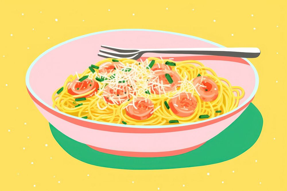 Pasta dish spaghetti food fork. AI generated Image by rawpixel.