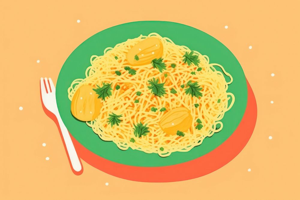 Pasta dish spaghetti noodle plate. AI generated Image by rawpixel.
