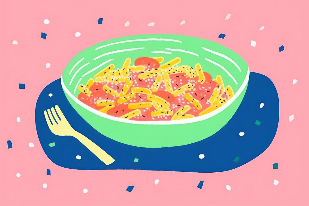Pasta dish bowl fork food. AI generated Image by rawpixel.
